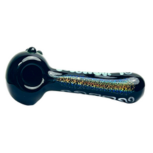 Load image into Gallery viewer, Black Hand Pipe with Dichro and White Swirl Design
