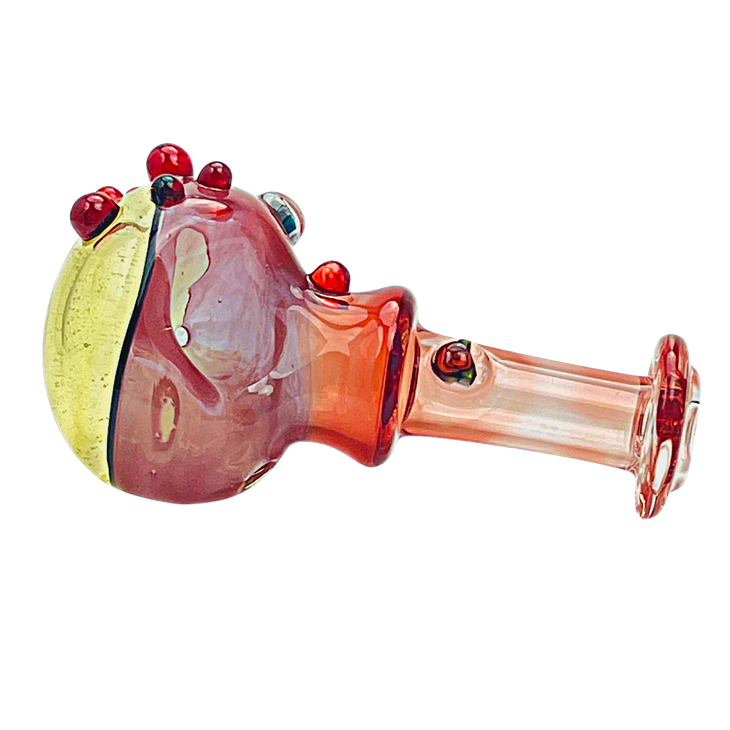 Headley Glass Art Red Fumed Three Toned Spoon Hand Pipe