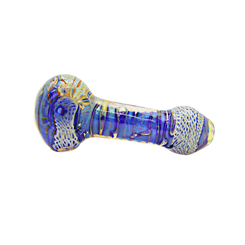 Blue Hand Pipe with White Rope Design