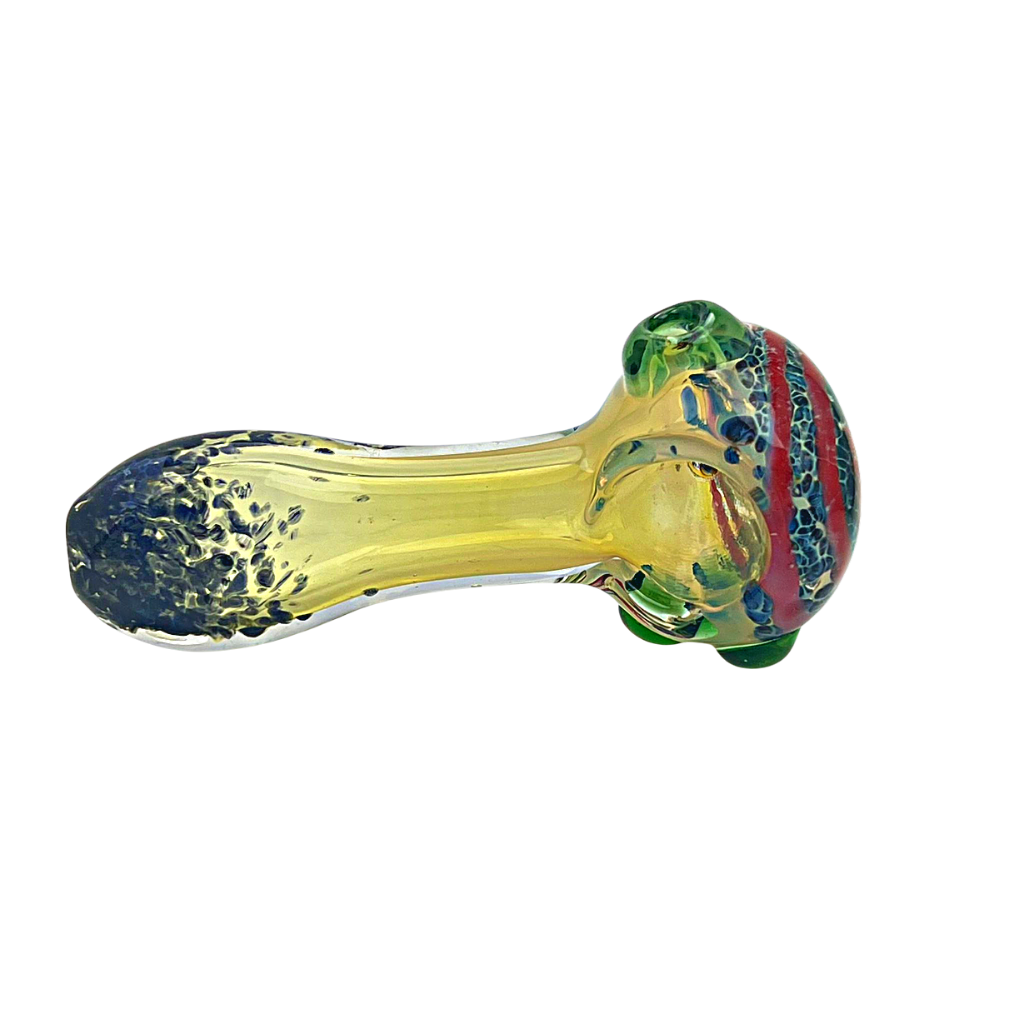 Fumed Hand Pipe with Red Swirl Design