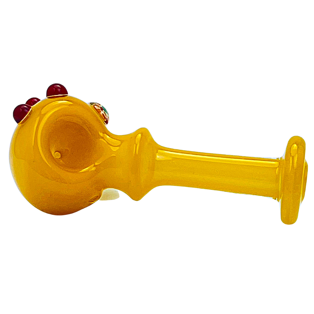 Headley Glass Art Yellow and Amber Spoon Hand Pipe