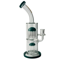 Load image into Gallery viewer, 14mm Tornado Glass Teal Double Perc Dab Rig
