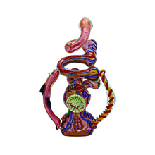 Load image into Gallery viewer, Pink Old School Tech Bubbler with Implosion and Horns
