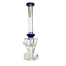 Load image into Gallery viewer, 14mm Tornado Glass Blue Long Neck Recycler Dab Rig
