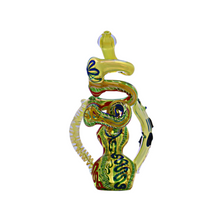 Load image into Gallery viewer, Yellow Old School Tech Bubbler with Implosion and Horns
