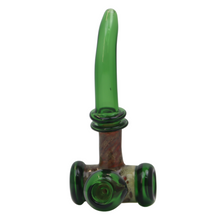 Load image into Gallery viewer, Green and Brown Frittered Barrel Hand Pipe
