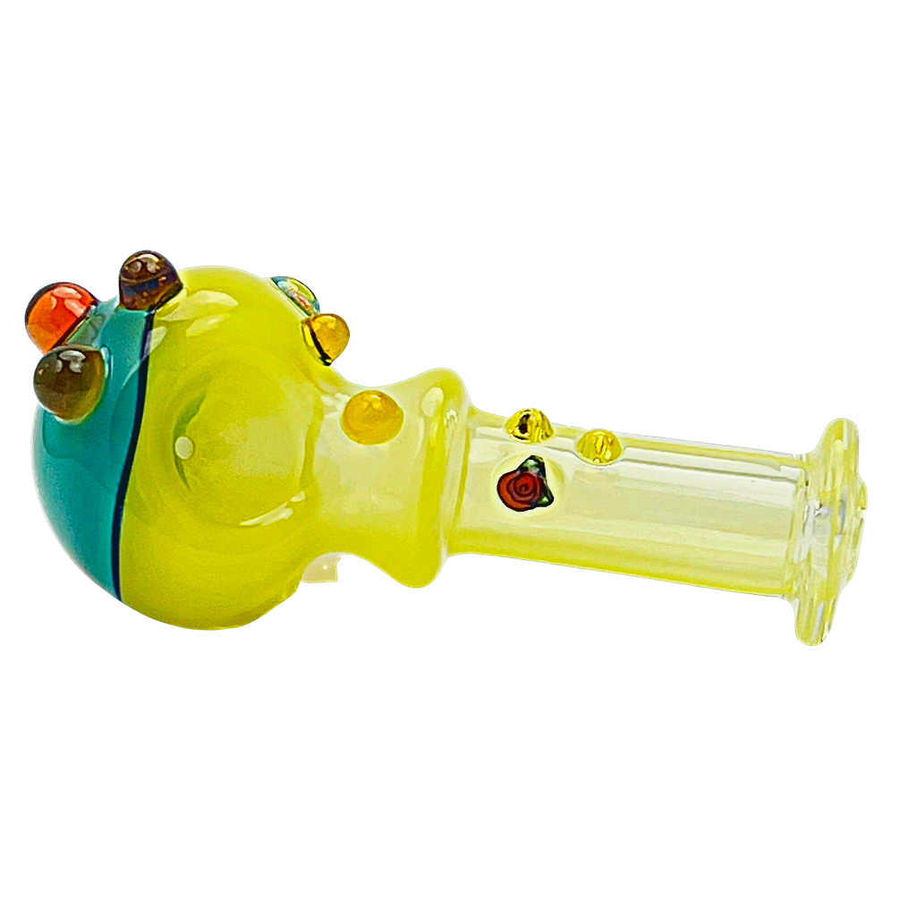 Headley Glass Art Yellow and Blue Spoon Hand Pipe