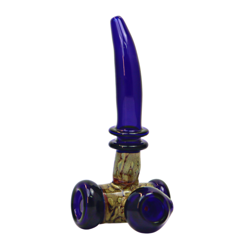 Blue and Brown Frittered Barrel Hand Pipe