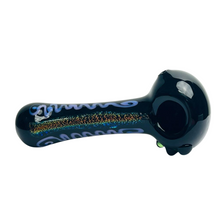 Load image into Gallery viewer, Black Hand Pipe with Dichro and White Swirl Design
