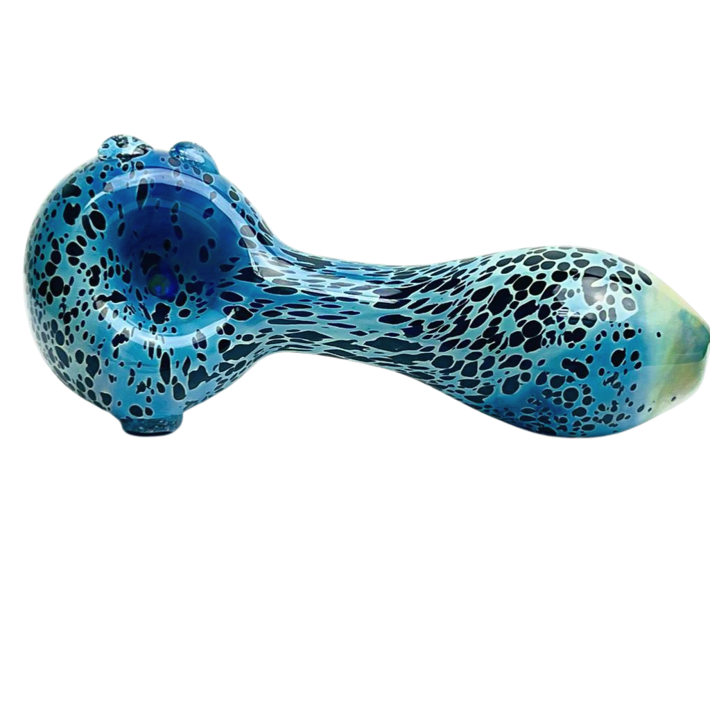 Blue Hand Pipe with Black Dots