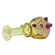 Load image into Gallery viewer, Headleys Glass Art Yellow Fumed Spoon Hand Pipe
