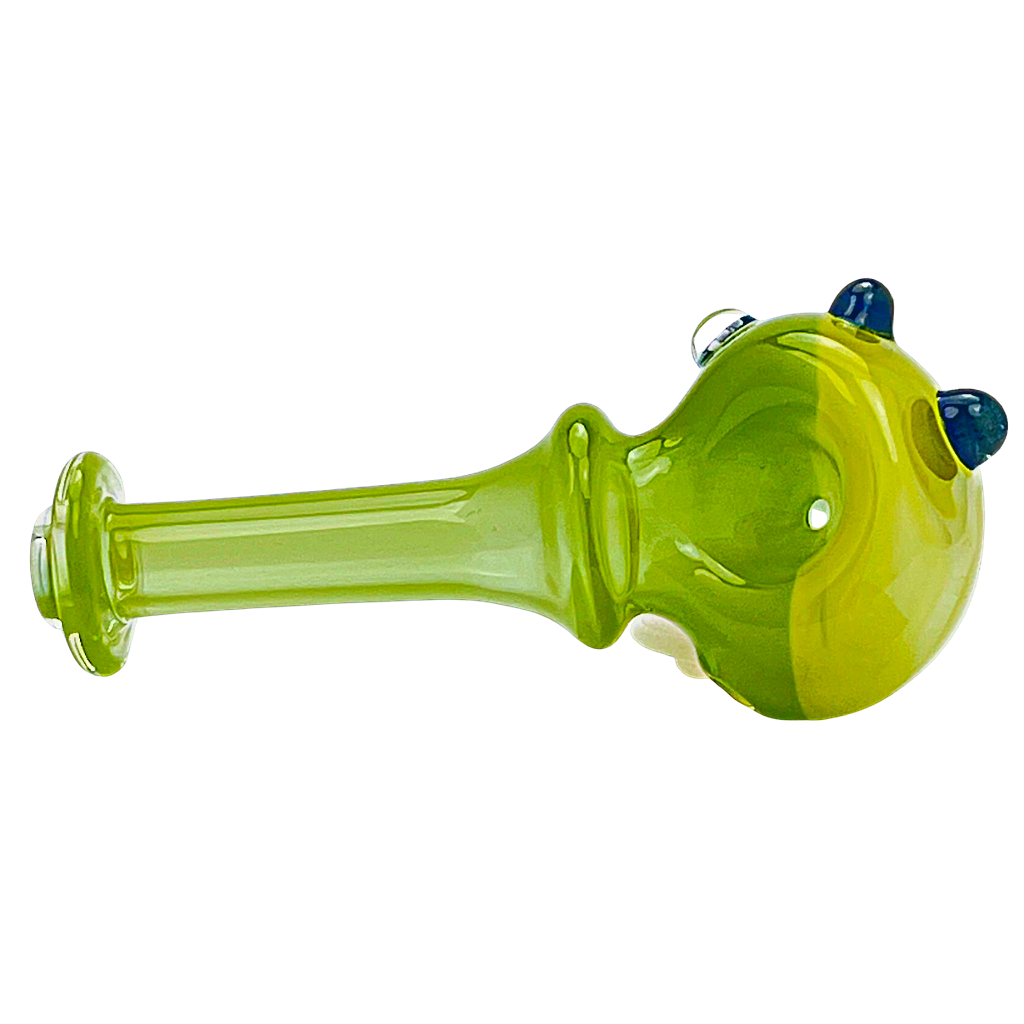 Headleys Glass Art Two Toned Green Spoon Hand Pipe