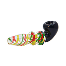 Load image into Gallery viewer, Rasta Swirl Hand Pipe with Black Bowl
