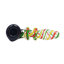 Load image into Gallery viewer, Rasta Swirl Hand Pipe with Black Bowl
