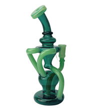 Load image into Gallery viewer, 14mm Tornado Glass Green and Dark Green Recycler
