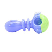 Load image into Gallery viewer, Purple Hand Pipe with Green Honeycomb Bowl
