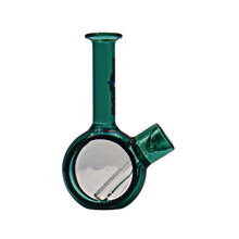 Load image into Gallery viewer, Round Teal Tornado Glass Bubbler
