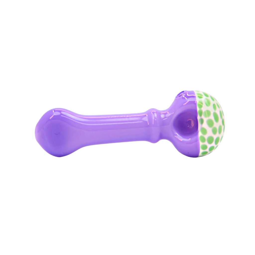 Purple Hand Pipe with Green Dots