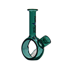 Load image into Gallery viewer, Round Teal Tornado Glass Bubbler
