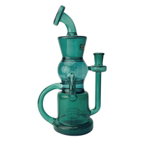 Load image into Gallery viewer, 14mm Tornado Glass Teal Checkmate Dab Rig
