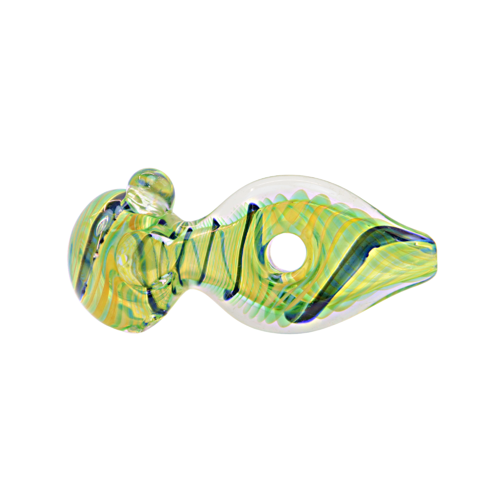 Green and Black Donut Hole Hand Pipe