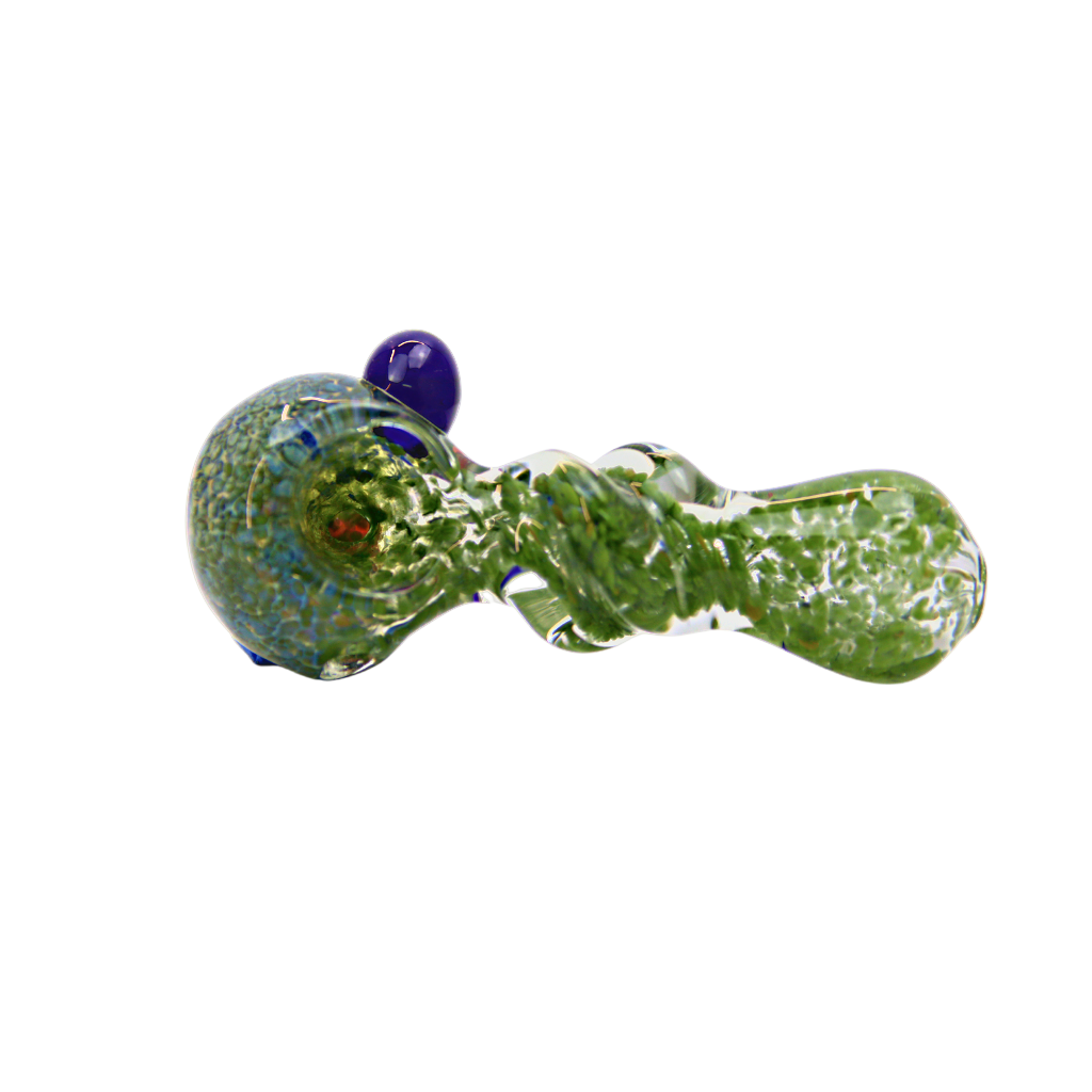 Clear Hand Pipe with Green Fritter