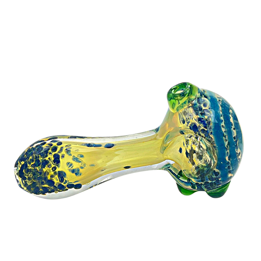 Fumed Hand Pipe with Blue Swirl Design
