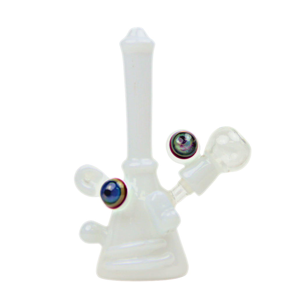 14mm White Dab Rig with Eyes