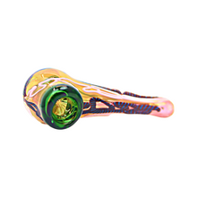 Load image into Gallery viewer, Pink Fumed Hand Pipe with Green Rim
