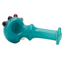 Load image into Gallery viewer, Headley Glass Art Teal with Amber Spoon Hand Pipe
