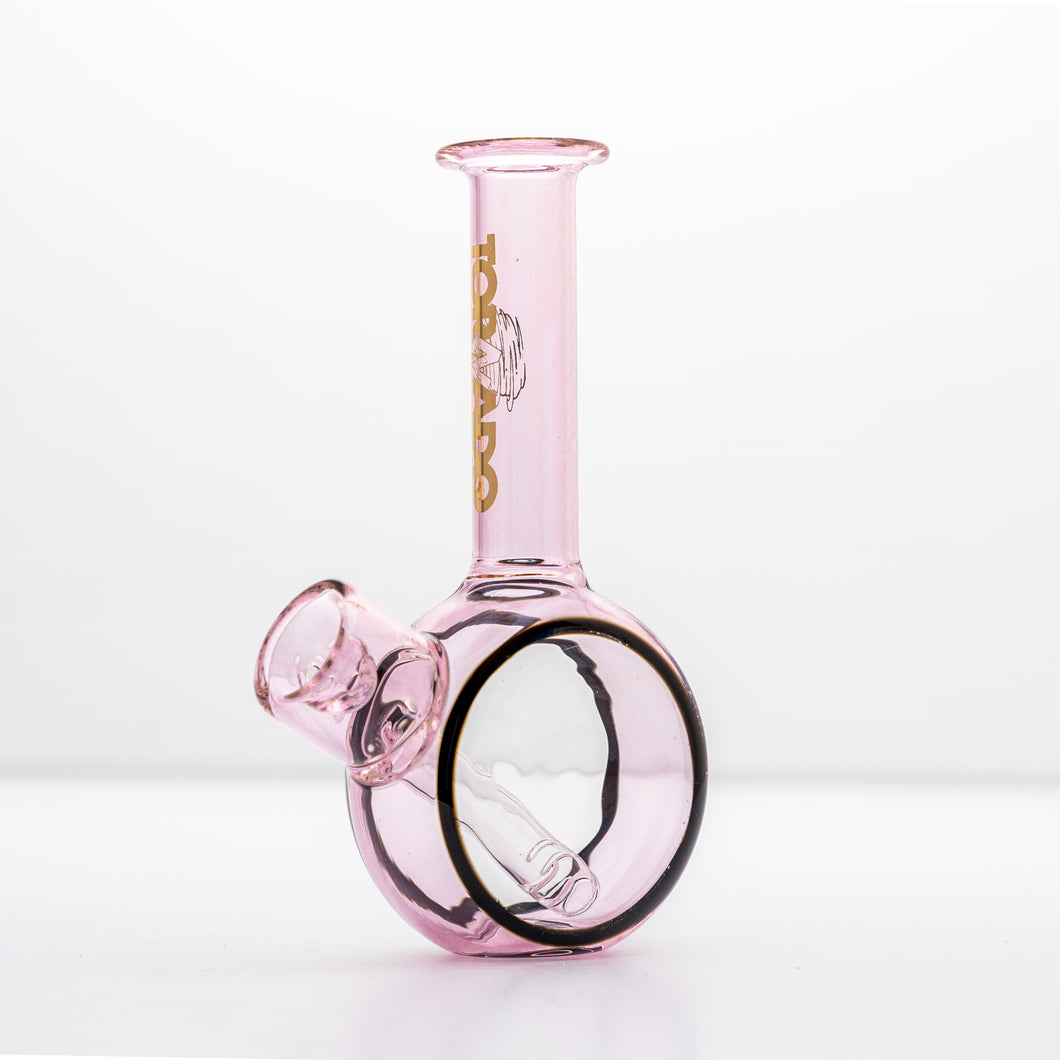 Pink Round Tornado Glass Bubbler