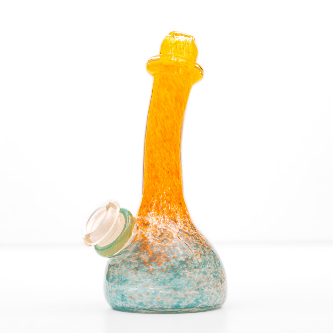 14mm Handle Glass Yellow, Orange and Blue Frittered Dab Rig