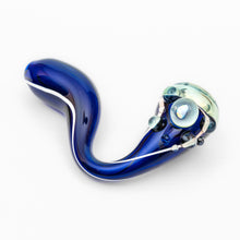 Load image into Gallery viewer, Handle Glass Blue with White Swirl with Opal Sherlock Hand Pipe
