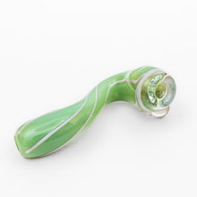 Load image into Gallery viewer, Handle Glass Green with Lilac Swirl with Opal Sherlock Hand Pipe
