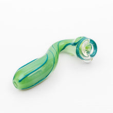 Load image into Gallery viewer, Handle Glass Green with Blue Swirl with Opal Sherlock Hand Pipe
